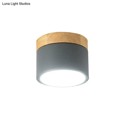 DecorBites™ DecorBites™ Aluminum Wood Flush Mount Down Light for Living Room Gallery - Simple and Stylish Drum Shape