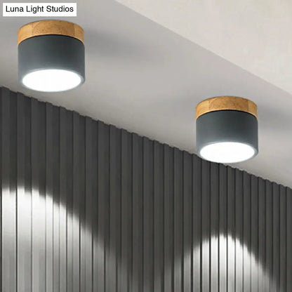 DecorBites™ DecorBites™ Aluminum Wood Flush Mount Down Light for Living Room Gallery - Simple and Stylish Drum Shape