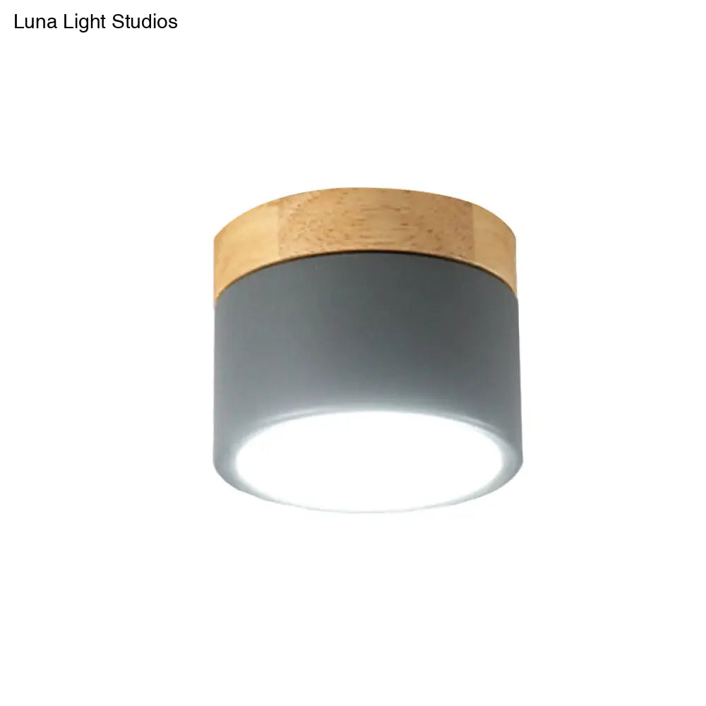 DecorBites™ DecorBites™ Aluminum Wood Flush Mount Down Light for Living Room Gallery - Simple and Stylish Drum Shape