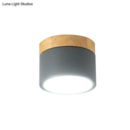 DecorBites™ DecorBites™ Aluminum Wood Flush Mount Down Light for Living Room Gallery - Simple and Stylish Drum Shape