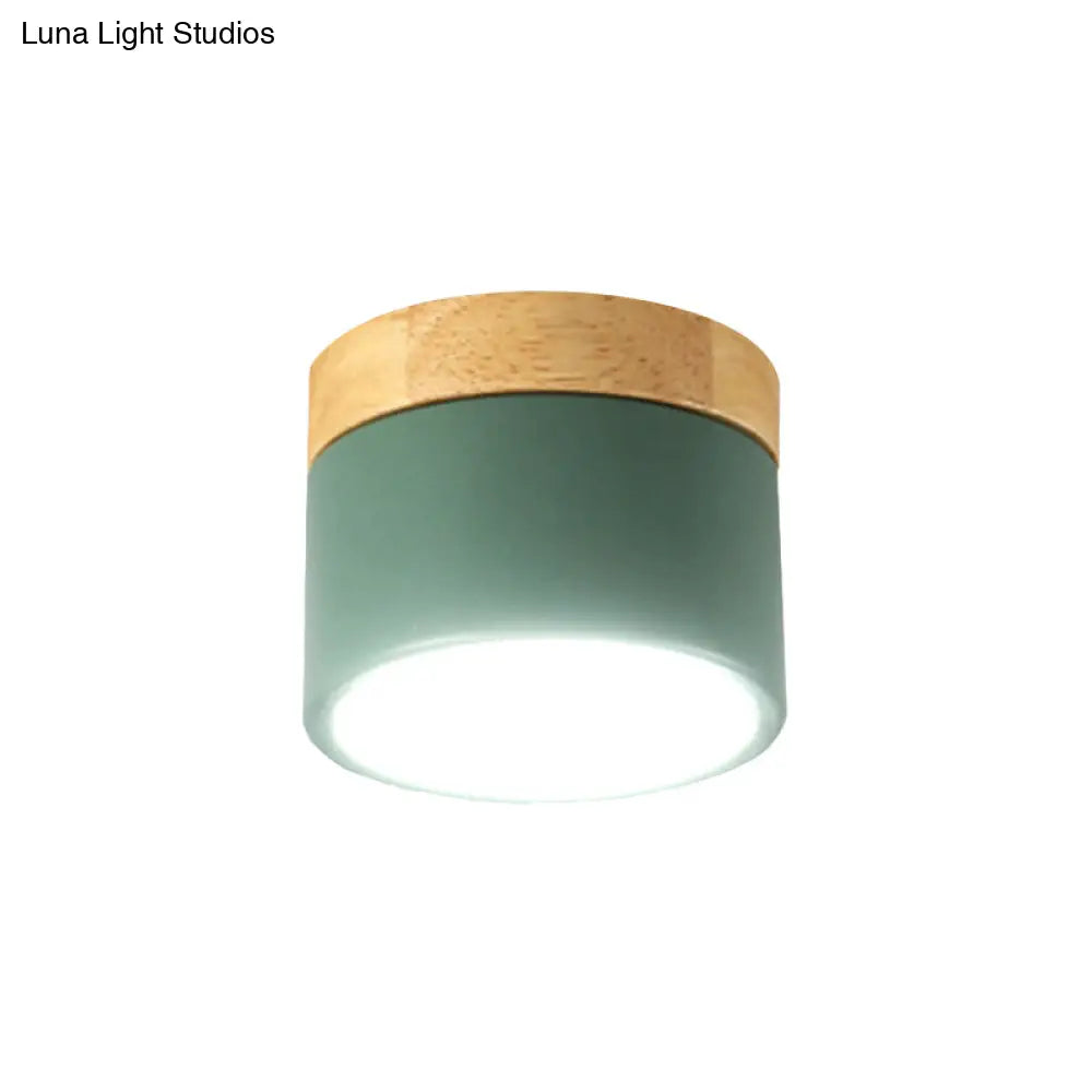DecorBites™ DecorBites™ Aluminum Wood Flush Mount Down Light for Living Room Gallery - Simple and Stylish Drum Shape