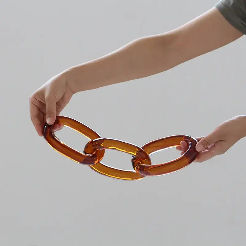 Translucent amber acrylic glass handcrafted chain with smooth rounded links for chain buckles and living room decorbites decor