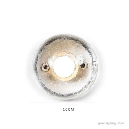 Amber and gold textured crystal led wall lamp with a 10cm frosted glass pendant for bedroom sconce decorbites crystal led