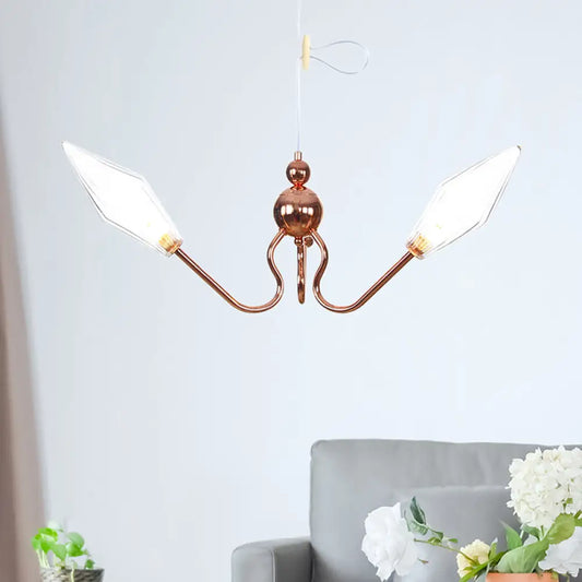 Lámpara de araña de metal y cristal ámbar/transparente con forma de diamante: Lámpara colgante industrial de 3 luces