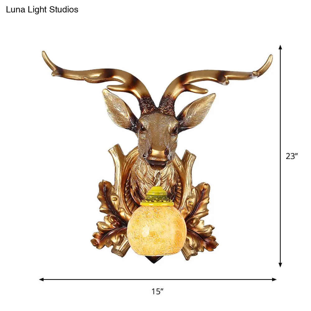 Aplique de pared de cristal craquelado ámbar con diseño tradicional de burbujas - Acabado dorado