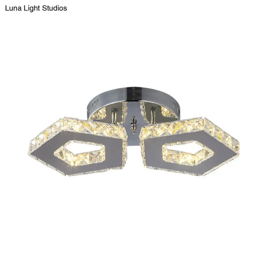 DecorBites™ DecorBites™ Amber Crystal Block Chrome Ceiling Light - Double Pentagon Semi Flush Mount