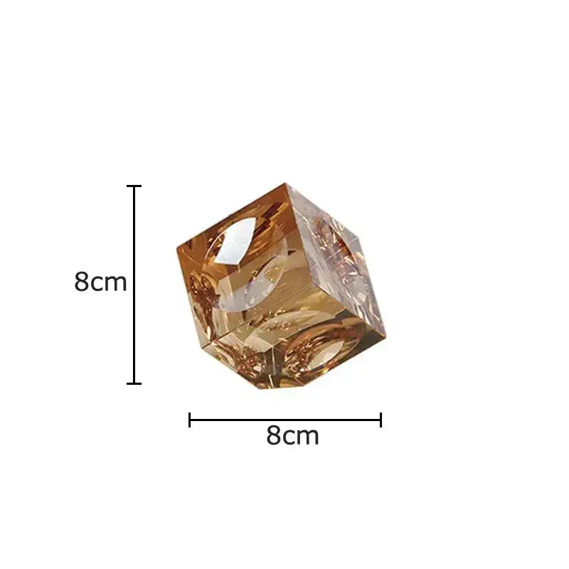 Amber faceted 8cm cubic crystal cube statue desk ornament for office decor by decorbites crystal cube collection
