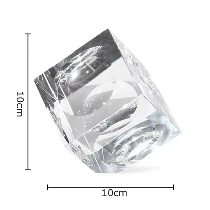 Amber crystal cube statue desk ornament decorbites crystal cube with faceted edges and internal reflective patterns