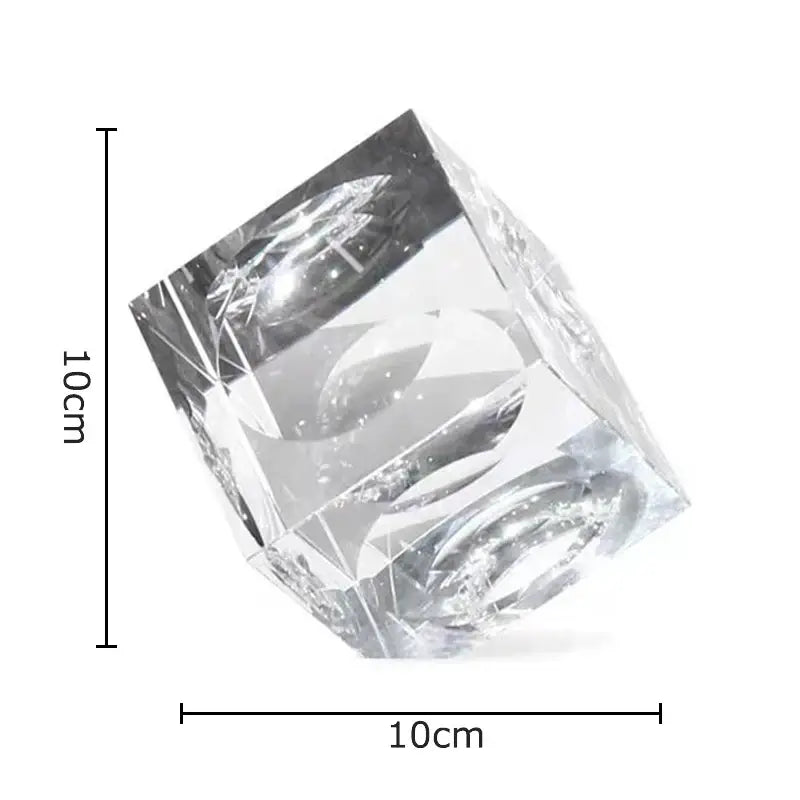 Amber crystal cube statue desk ornament decorbites crystal cube with faceted edges and internal reflective patterns