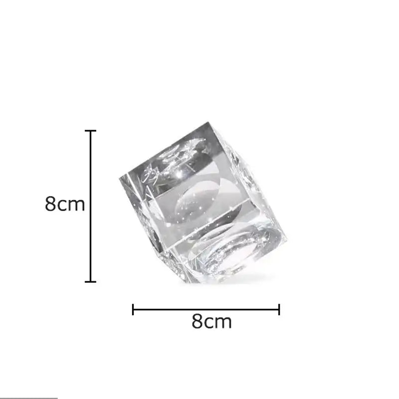 Amber crystal cube statue desk ornament in clear faceted crystal glass with internal reflective patterns for decorbites cube statue desk