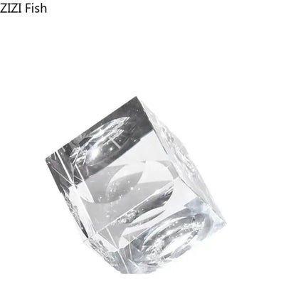 Amber crystal cube statue desk ornament with clear faceted polished crystal cube for decorbites crystal cube use