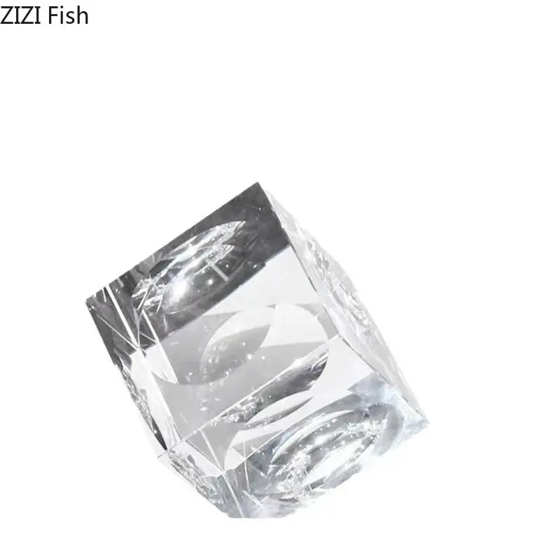 Amber crystal cube statue desk ornament with clear faceted polished crystal cube for decorbites crystal cube use