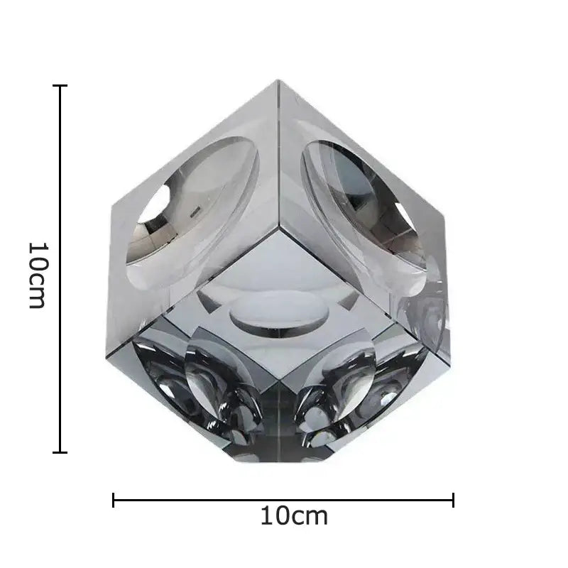 Amber crystal cube statue desk ornament with mirrored glass facets and embedded lights decorbites crystal cube decor