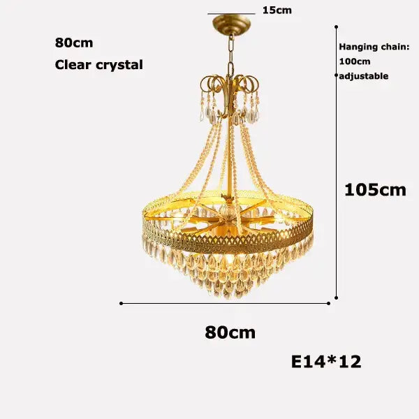 Gold-toned amber crystal water drop chandelier with clear crystal droplets and decorative circular frame for dining room decorbites crystal water drop pendant light