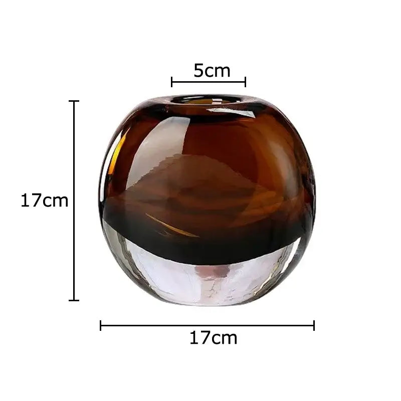 A 17cm tall decorbites delicate glass vase with amber to clear gradient for living room floral decor
