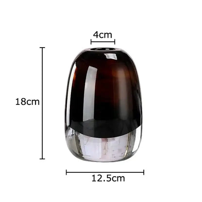 A decorbites delicate glass vase 18cm tall with dark amber to clear gradient for living room floral decor