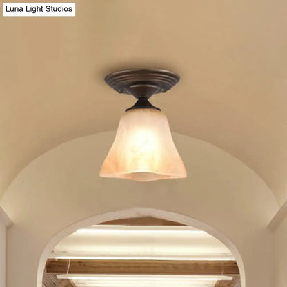 DecorBites™ DecorBites™ Amber Glass Bell Ceiling Light: Classic Semi-Flush Single Fixture for Living Room