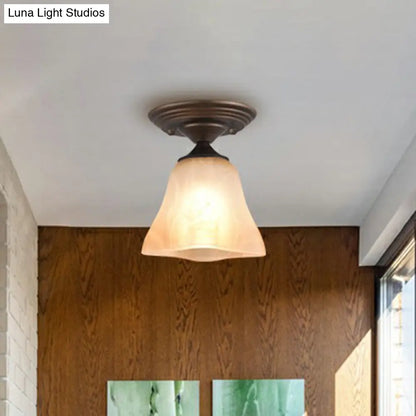 DecorBites™ DecorBites™ Amber Glass Bell Ceiling Light: Classic Semi-Flush Single Fixture for Living Room
