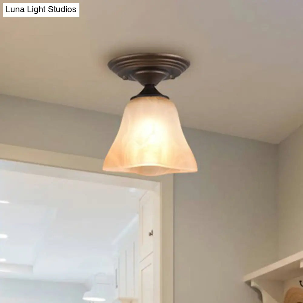 DecorBites™ DecorBites™ Amber Glass Bell Ceiling Light: Classic Semi-Flush Single Fixture for Living Room