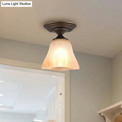 DecorBites™ DecorBites™ Amber Glass Bell Ceiling Light: Classic Semi-Flush Single Fixture for Living Room