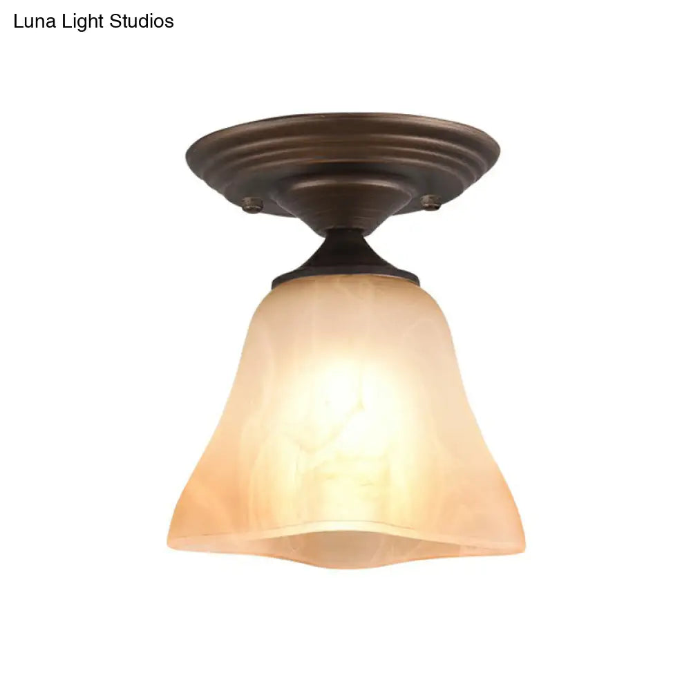 DecorBites™ DecorBites™ Amber Glass Bell Ceiling Light: Classic Semi-Flush Single Fixture for Living Room