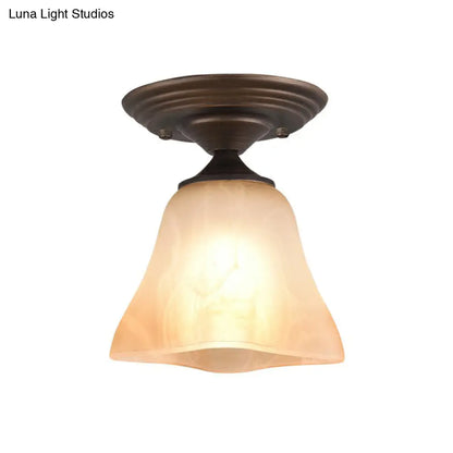 DecorBites™ DecorBites™ Amber Glass Bell Ceiling Light: Classic Semi-Flush Single Fixture for Living Room