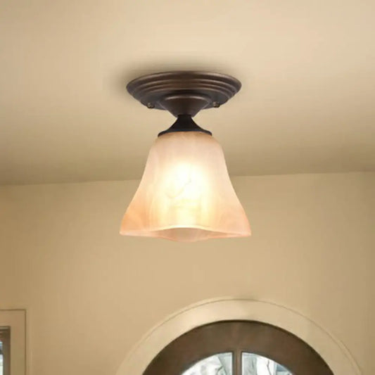 DecorBites™ DecorBites™ Amber Glass Bell Ceiling Light: Classic Semi-Flush Single Fixture for Living Room