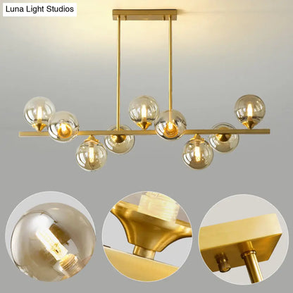 DecorBites™ Amber Glass Bubbles Island Lamp: Modern Gold Hanging Light for Dining Room