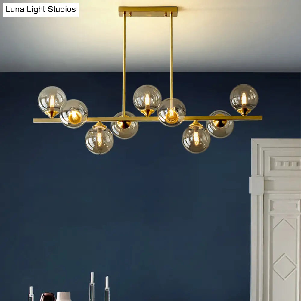 DecorBites™ Amber Glass Bubbles Island Lamp: Modern Gold Hanging Light for Dining Room