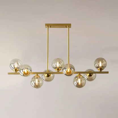 DecorBites™ Amber Glass Bubbles Island Lamp: Modern Gold Hanging Light for Dining Room