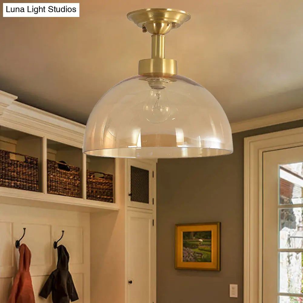 ديكوربايتس™ مصباح سقف بقبة زجاجية كهرمانية من النحاس - شبه مسطح صناعي لغرفة المعيشة