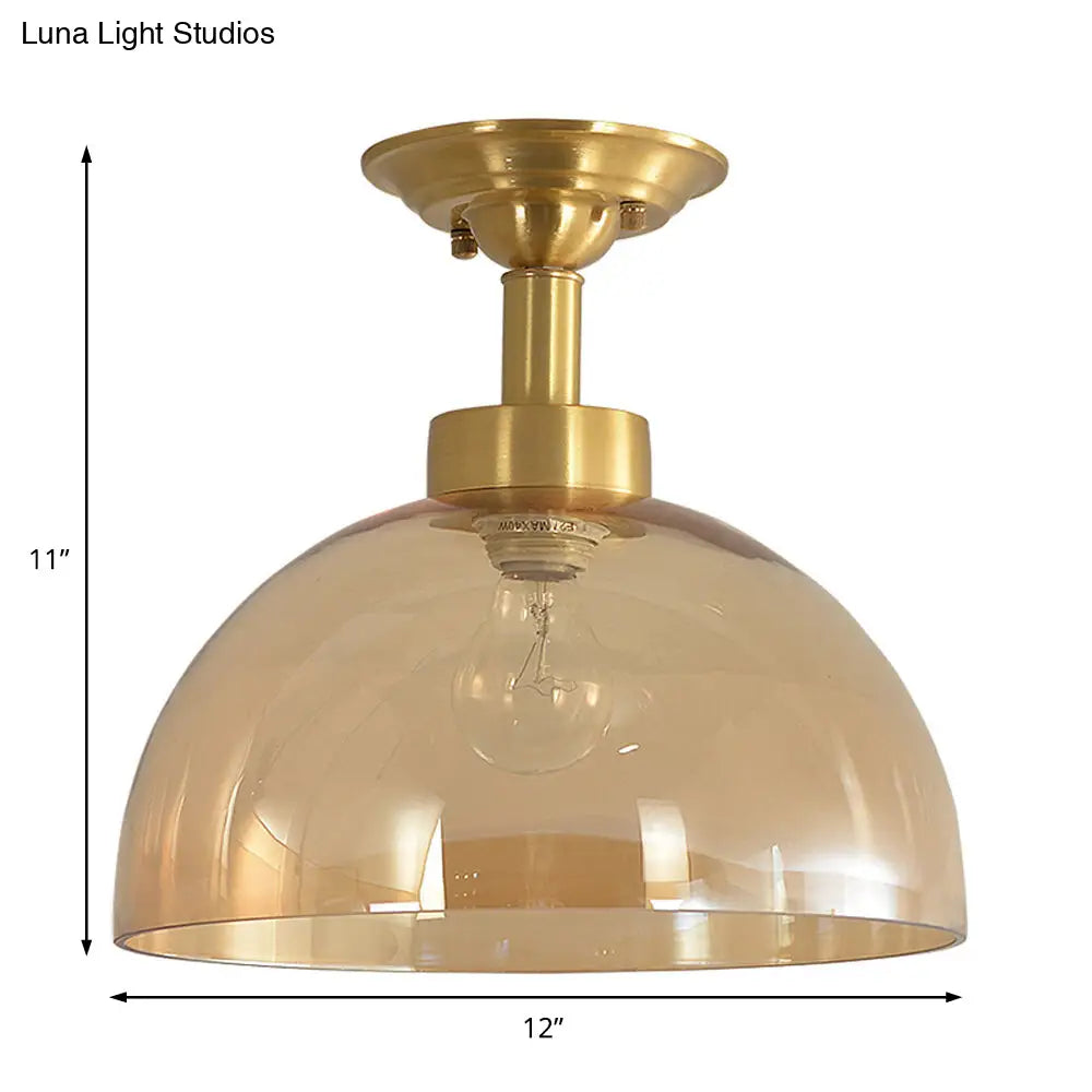 ديكوربايتس™ مصباح سقف بقبة زجاجية كهرمانية من النحاس - شبه مسطح صناعي لغرفة المعيشة