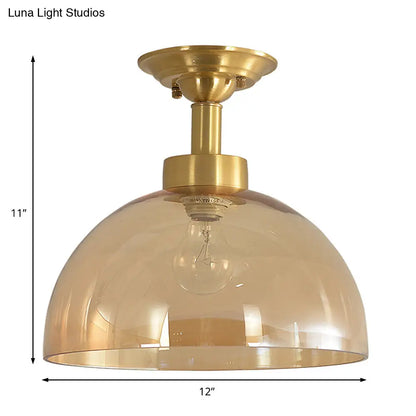 ديكوربايتس™ مصباح سقف بقبة زجاجية كهرمانية من النحاس - شبه مسطح صناعي لغرفة المعيشة