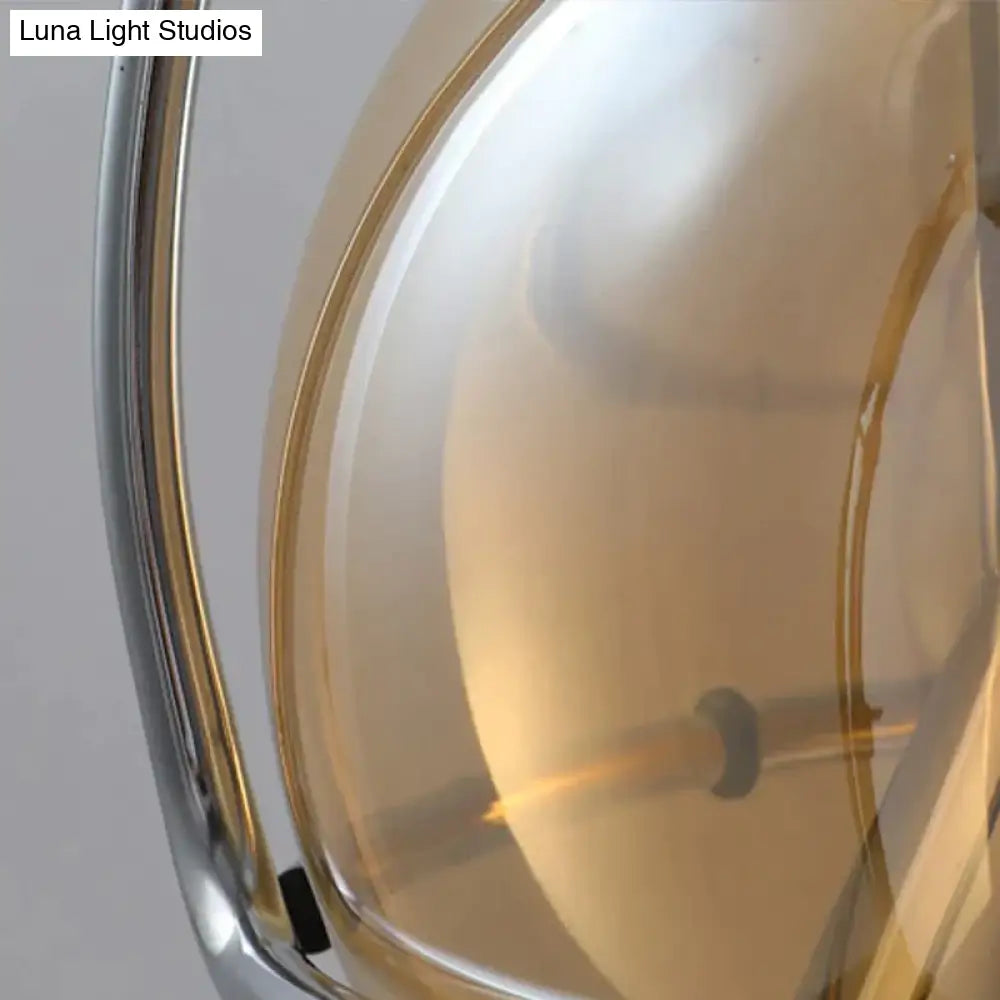 DecorBites™ Amber Glass Pendant Light Ball Industrial Hanging Lamp E27 Plating Adjustable Chandelier for Kitchen Island Bedroom Hallway