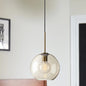 Amber Glass Pendant Light - Modern Brass Hanging Ceiling Fixture (8"/10"/12" Wide)