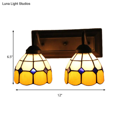 Aplique de pared barroco de cristal ámbar con diseño de rejilla, dos cabezales, color negro.