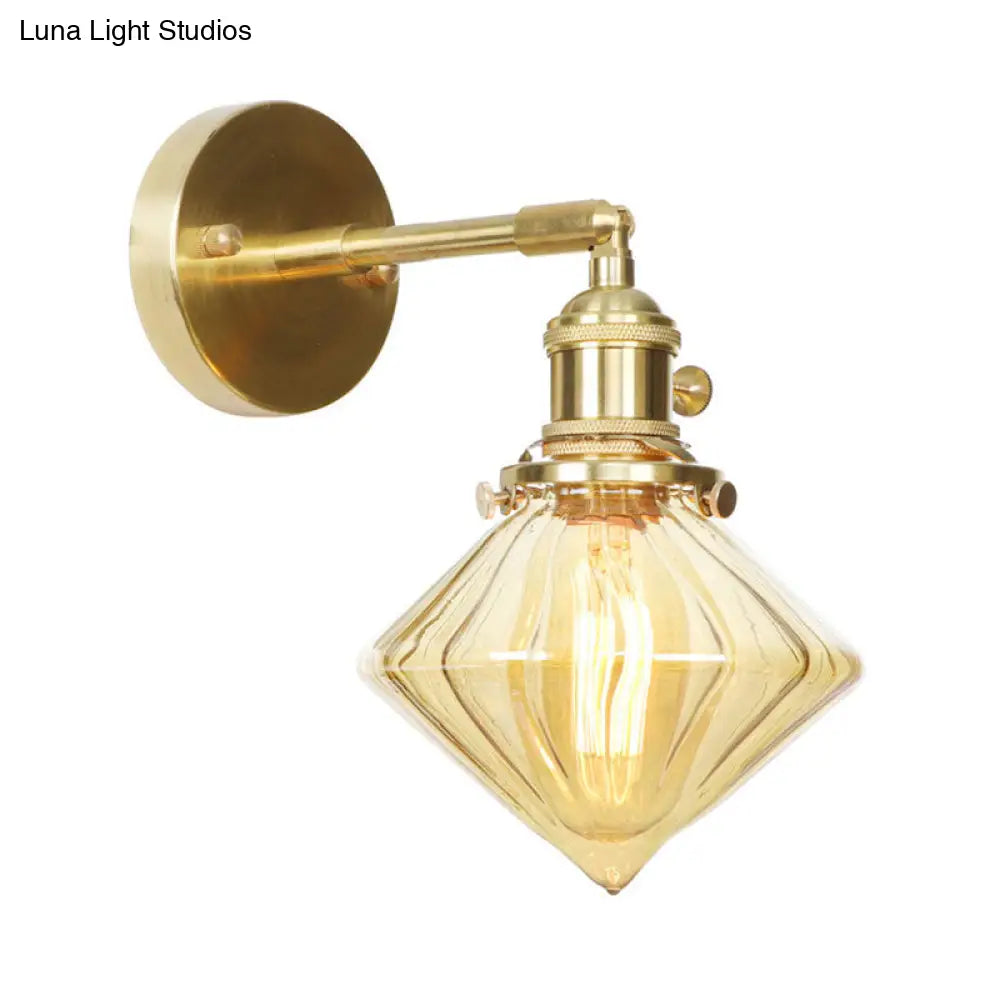 Aplique geométrico de cristal ámbar acanalado - Lámpara de pared de estilo retro