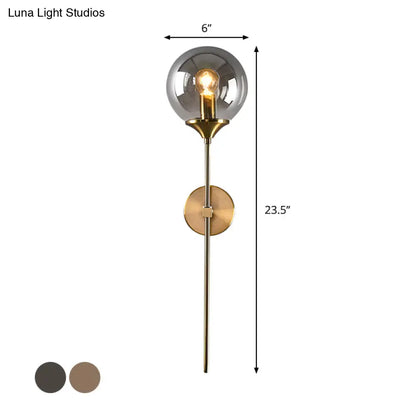 DecorBites™ DecorBites™ Amber/Smoke Gray Glass Brass Sconce Wall Lamp with Single Bulb - Simple and Elegant Light Fixture