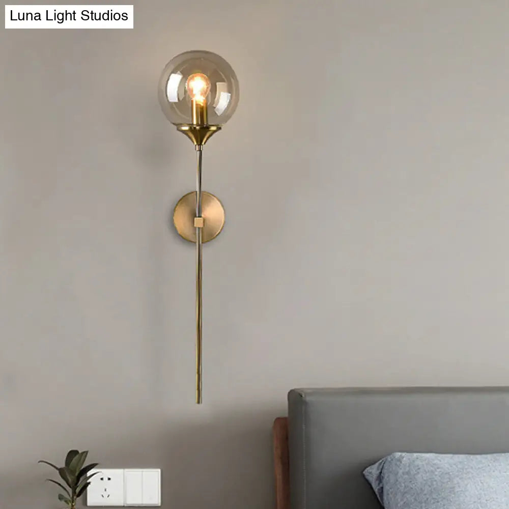 DecorBites™ DecorBites™ Amber/Smoke Gray Glass Brass Sconce Wall Lamp with Single Bulb - Simple and Elegant Light Fixture