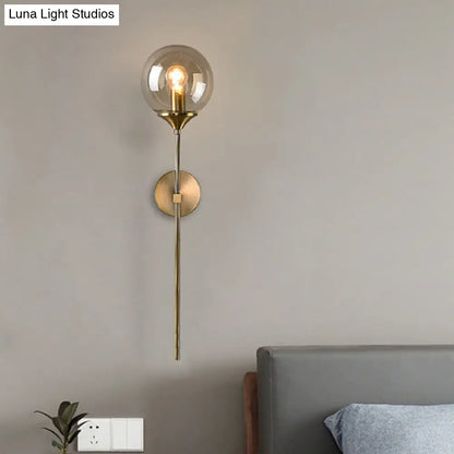DecorBites™ DecorBites™ Amber/Smoke Gray Glass Brass Sconce Wall Lamp with Single Bulb - Simple and Elegant Light Fixture