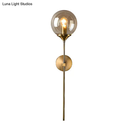 DecorBites™ DecorBites™ Amber/Smoke Gray Glass Brass Sconce Wall Lamp with Single Bulb - Simple and Elegant Light Fixture