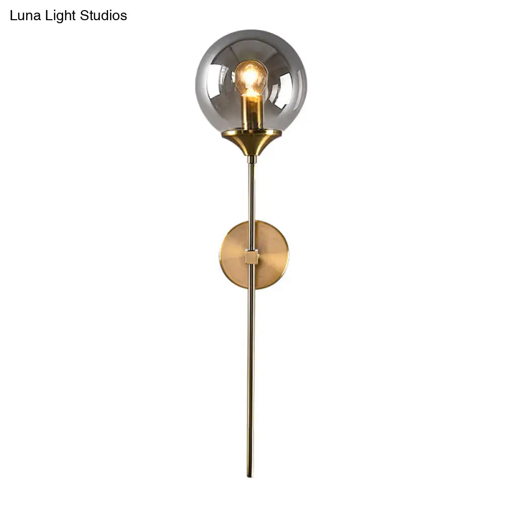 DecorBites™ DecorBites™ Amber/Smoke Gray Glass Brass Sconce Wall Lamp with Single Bulb - Simple and Elegant Light Fixture
