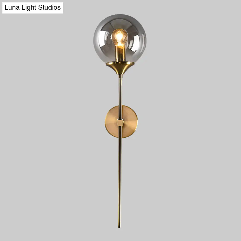 DecorBites™ DecorBites™ Amber/Smoke Gray Glass Brass Sconce Wall Lamp with Single Bulb - Simple and Elegant Light Fixture