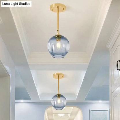 DecorBites™ DecorBites™ Amber/Smoke Gray Glass Semi Flush Light Fixture - Nordic Ceiling Flush Mount for Hallway - 1-Light