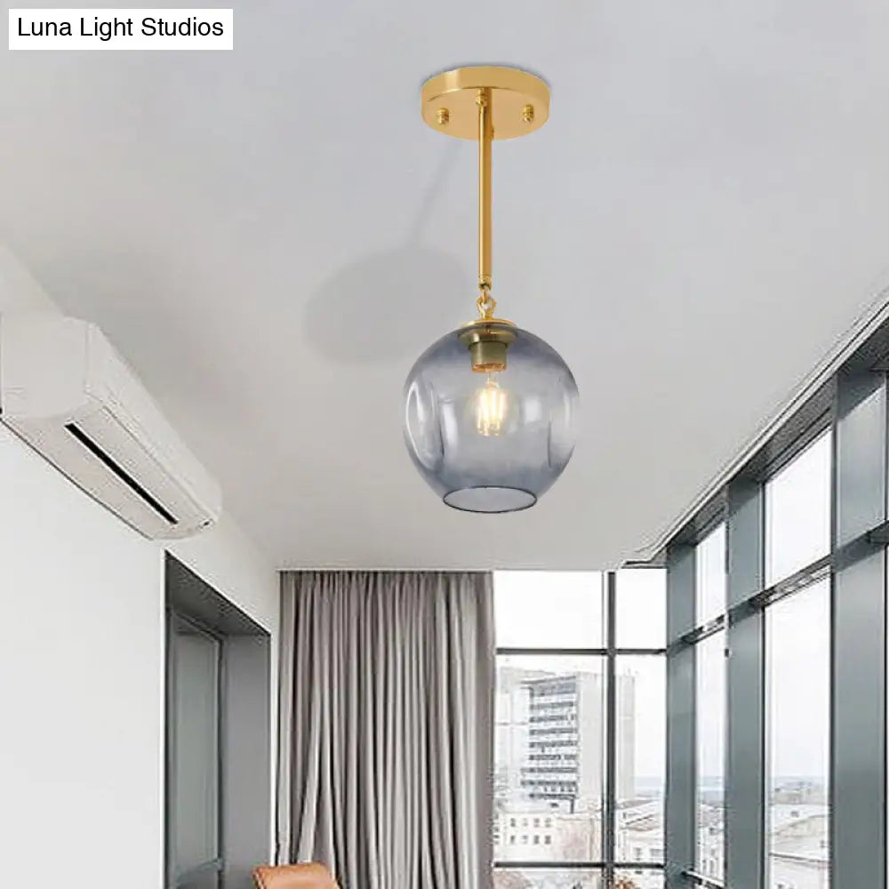 DecorBites™ DecorBites™ Amber/Smoke Gray Glass Semi Flush Light Fixture - Nordic Ceiling Flush Mount for Hallway - 1-Light