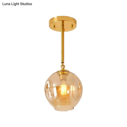 DecorBites™ DecorBites™ Amber/Smoke Gray Glass Semi Flush Light Fixture - Nordic Ceiling Flush Mount for Hallway - 1-Light