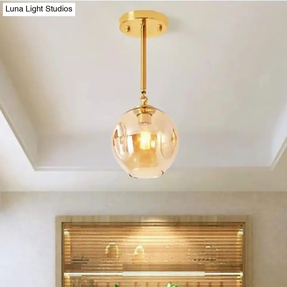 DecorBites™ DecorBites™ Amber/Smoke Gray Glass Semi Flush Light Fixture - Nordic Ceiling Flush Mount for Hallway - 1-Light