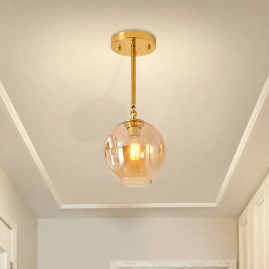 DecorBites™ DecorBites™ Amber/Smoke Gray Glass Semi Flush Light Fixture - Nordic Ceiling Flush Mount for Hallway - 1-Light
