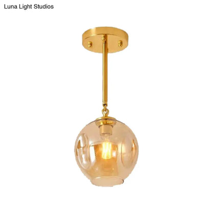 DecorBites™ DecorBites™ Amber/Smoke Gray Glass Semi Flush Light Fixture - Nordic Ceiling Flush Mount for Hallway - 1-Light