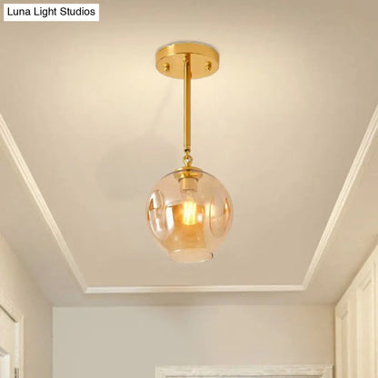 DecorBites™ DecorBites™ Amber/Smoke Gray Glass Semi Flush Light Fixture - Nordic Ceiling Flush Mount for Hallway - 1-Light